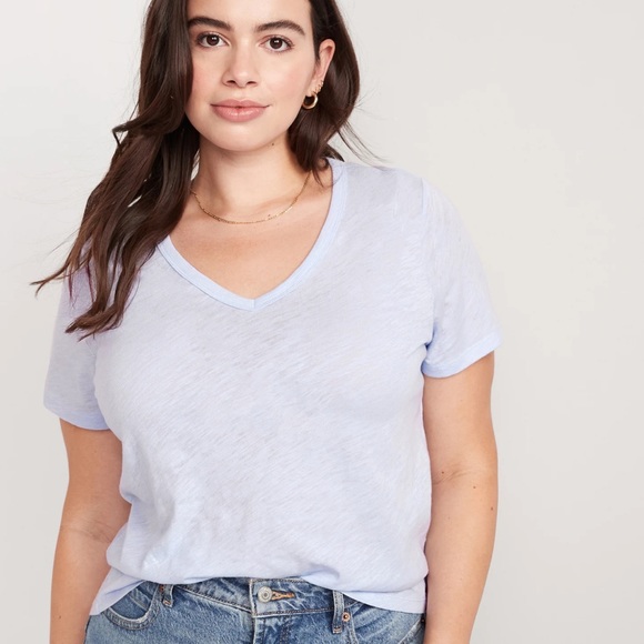 NWT OLD NAVY EveryWear V-Neck Slub-Knit T-Shirt Color: Stained Glass XTRA LARGE - Picture 5 of 7